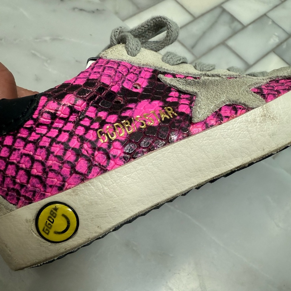 GOLDEN GOOSE Superstar Kids Fuchsia Snakeskin Sneakers - Size 25 / 8.5 - Picture 13 of 13